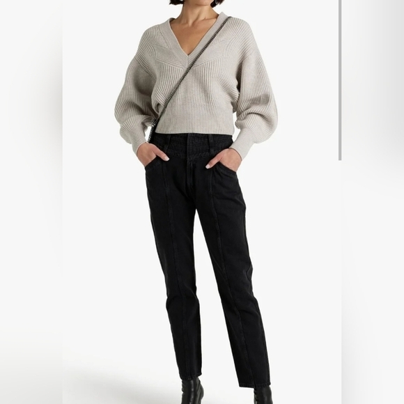 NWT IRO Boucry High Rise Wide Waist Tapered Jeans In Black Stone US 4 - Picture 3 of 15